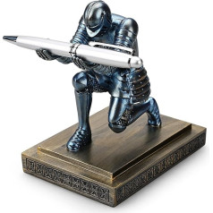 HDMbigmi Knight Pen Holder Pen Stand Desk Organiser and Accessories Resin Pen Holder as Gift with a Chic Pen for Office and Home Desk Organiser (Blue)