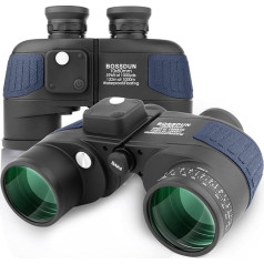 BOSSDUN 10 x 50 Marine Binoculars, Binoculars with Night Vision Rangefinder and Compass, for Water Sports Enthusiasts and Hobby Sailors, Includes Ready Bag, Dust Caps and Carry Strap (L)