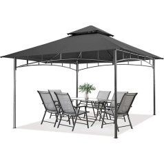 MasterCanopy 3.4 x 3.4 m Double Roof Gazebo Gazebo for Garden, Yard, Dark Grey