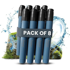 Joypur Water Filter Outdoor Survival Personal Water Filter for Emergencies Camping Hiking 1000L Drinking Water Filter Outdoor with High Filter Performance (Blue x 8)