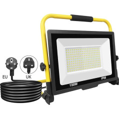 SKYWORLD Portable LED Construction Spotlight 150 W 15000 LM LED Work Light with Plug, Waterproof Work Light for Workshop or Construction Site Garage