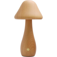 Mushroom Lamp for Bedroom, 3 Light Touch Dimmable Mushroom Night Light, Bedside Lamp, LED Wooden Mushroom Lamp, Table Lamp for Living Room, USB Charging, Wireless Night Light (Large)
