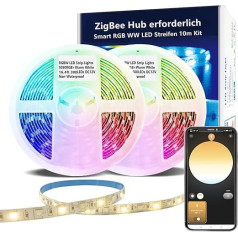 10 m ZigBee RGBW LED Strip Smart Dimmable Kit, ZigBee 3.0 Controller Works with Hub Bridge Echo Plus for App/Alexa Voice Control RGB Warm White RGBWW LED Strips Ambient Lighting