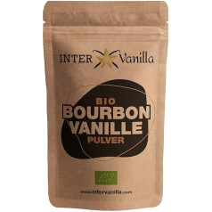 InterVanilla Organic Bourbon Vanilla Powder, 50 g Bourbon Vanilla Powder Ground Vanilla Powder from Madagascar. Ground Vanilla without Additives
