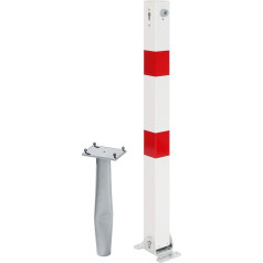 GAH-Alberts Klappy-Bo 787028 Barrier Post with Profiled Cylinder Lock Separately-Locking Hot-Dip Galvanised 2R for Embedding in Concrete 70 x 70 White