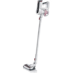 SEVERIN 2-in-1 Upright and Handheld Vacuum Cleaner, Powerful Battery Vacuum Cleaner for Pet Hair, Wireless Vacuum Cleaner with up to 60 Minutes Battery Life, White/Red, HV 7166