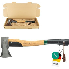 Adler Splitting Hatchet with Leather Protection: Robust Hatchet for Splitting Wood, Forged Wooden Hatchet Made of C60 Steel, Splitting Axe with 50 cm Hickory Handle, Non-Slip Outdoor Forestry Axe,