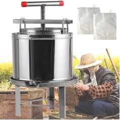 Manual Honey Extractor, Honey Press Extractor Beekeeping Tool, Anti-Splash, for Home, Restaurant, Farm, Apiary, with Anti-Splash Cover + Filter Bag