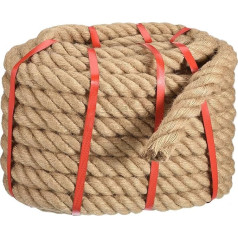 sourcing map Natural Jute Rope, 1.5 Inch x 50 Feet Thick Twisted Manila Rope, Multipurpose Rope for Tug of War, Hammock, Climbing, Boating, Hanging