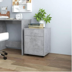 CINDERFUL Rolling Cabinet Concrete Grey 45 x 38 x 54 cm Wood Material Mobile Filing and Drawer Cabinet for Office and Home in Concrete Grey Storage Organiser