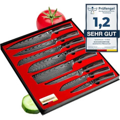 KÜCHENKOMPANE professional premium stainless steel knife set, 8-piece knife set with ergonomic Pakka wood handle, rust-proof knives, professional knife set incl. gift box