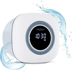 MEDION S66884 Shower Radio with Bluetooth (Bathroom Radio, FM Radio, Suction Cup, LED Display, IPX6 Waterproof, Integrated Battery, MD43884) White