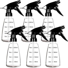 Youngever Pack of 6 250 ml Clear Empty Plastic Spray Bottles, Reusable Spray Bottles for Hair and Cleaning Solutions