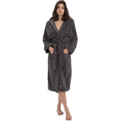 Lumaland Bathrobe for Men and Women with Hood and Patch Pockets, Extra Soft Microfibre Coral Fleece, Absorbent and Quick Drying, Easy to Cuddle