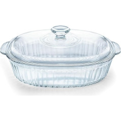 Luvan 2.8L/3Qt Glass Casserole Dish with Lid and Handle, Clear Lead-Free Glass Baking Mould, Oven and Microwave Safe, Suitable for Marinating, Baking, Cooking