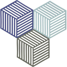 Zone Denmark Hexagon Heat Resistant Silicone Trivets, Practical and Decorative Pot Coasters, 16 x 14 cm, Pack of 3, Indigo/Fog/Olive Taupe