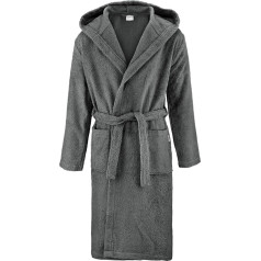 herzbach home Men's Hooded Cotton Terry Towelling Bathrobe Long - High Quality, Fluffy & Absorbent