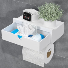 EXABANG Bamboo Toilet Paper Holder with Wet Wipes Box, Toilet Paper Holder, Toilet Paper Holder (White)