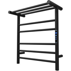 KWW Heated Towel Rail, Remote Control with App Tuya, Towel Warmer with Timer, Wall Mounted Hot Towel Warmer for Bathroom (Matte Black, 5+3Bars)