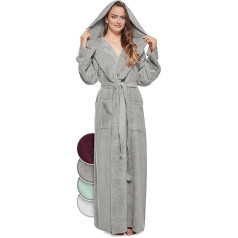 jazzylab Women's Bathrobe with Hood, Extra Long, Extra Light Terry Towelling (340 gm²), 100% Cotton, Sauna Gown Dressing Gown, House Coat