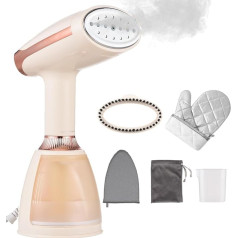 Cornesty Steamer 1500 W Portable Clothes Steamer with 280 ml Water Tank Steam Brush Wrinkle Remover for Vertical and Horizontal Steaming, Home, Office, Travel (Gold)