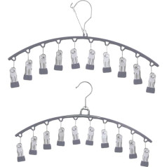 ONEBO Pack of 2 Curved Sock Clips, Stainless Steel Sock Drying Rack, Underwear Dryer with Pegs, for Socks, Underwear, Shoe Insoles, Gloves