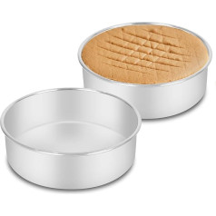 TOKPLNU Cake Pan 6 Inch Round Cake Pan Set for Baking Stainless Steel Deep Cake Pan Small Cake Pan Baking Pan Set for Birthday Wedding Christmas Layered Cake, 2 Pieces