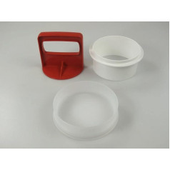 TUPPERWARE Hamburger Press + Containers white red 15261