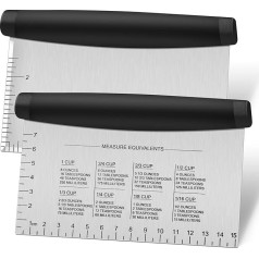 Joyfair Dough Scraper, Stainless Steel Dough Cutter with Heat Resistant ABS Handle, Bench Scraper/Pizza Cutter/Pastry Scraper with Measuring Markings for Baking Cooking, 15 cm, 2 Pack