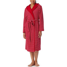 Schiesser Women's Hooded Terry Towelling Bathrobe 110 cm Length Cotton Patterned