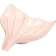Poggapp Soap Dish Self-Draining Jewelry Holder Fishtail Soap Dish Ceramic Soap Dish for Shower Bathroom (Pink)