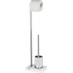 Wenko Noble White 204861000 Toilet Brush and Roll Holder 20 x 15 x 74 cm White Chome Poly-Resin