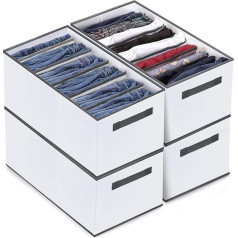 Spetime Pack of 6 Organiser Wardrobe Boxes Organiser System Trousers Wardrobe Foldable Stackable Drawer Inserts for Wardrobes Jeans Shirts Clothing