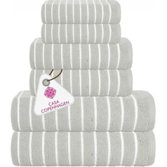 Casa Copenhagen Ecstatic 6 Piece Towel Set - Grey Purple 600gsm 2 Bath Towels, 2 Hand Towels, 2 Face Cloths Soft Egyptian Cotton for Bathroom, Kitchen and Shower