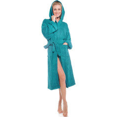 aqua-textil XS-XXXL Bathrobe Hood Plain Long Patch Pockets Women Men Unisex Warm Terry Cotton Oeko-Tex Föhr