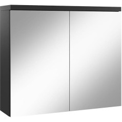 Toledo Bathroom Mirror Cabinet 80 cm Black - Storage Space Base Cabinet Furniture Two Doors Bathroom Cabinet