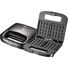 Lentz Waffle Iron, Black, 750 Watt, Heat-Insulated Handle, Double Square Shape