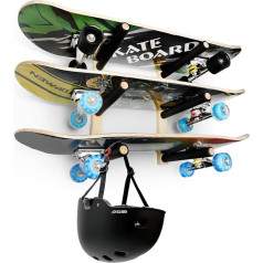 Skateboard and Longboard Storage Rack, Trifecta Wall Mount, Home and Garage Organiser