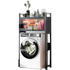 MAGIC SELECT Over the Washing Machine Shelf with Folding Doors | Waterproof Storage Rack | Multipurpose Organiser Shelf | Save Space with 2 Levels | Height Adjustable Legs
