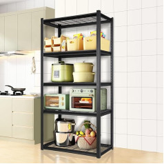 PACHIRA Grid Net Heavy Duty Shelving 90 x 42 x 183 cm Larger Shelf, 5 Tier Adjustable Shelf, Each Load Capacity up to 180 kg, Total Shelf Load 900 kg, Robust Cellar Shelf, Pre-Locking Shelving for
