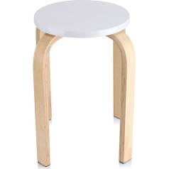 Round Stacking Stool Wooden Stacking Stool Shower Stool for Bathroom 45.5 x 30 cm White (Pack of 1)