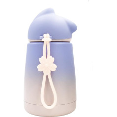 Stainless Steel Insulated Water Bottle Travel Coffee Mug,''Hello Dream'' Leak-Proof Mini Vacuum Flask,Portable Travel Mug w/ Bottle Brush and Handle,Gradient Color,300ml/10.5oz (Blue-Pink)