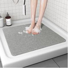 Avvrel Non-Slip Shower Mats for Shower Inside, Loofah Shower Mat, Anti-Bacterial, Soft Comfort Massage PVC Bath Mat or Shower Hutch Bathroom 54 x 54 cm (Grey)