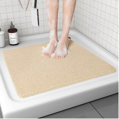 Avvrel Non-Slip Shower Mats for Shower Inside, Loofah Shower Mat, Anti-Bacterial, Soft Comfort Massage PVC Bath Mat or Shower Hutch Bathroom 54 x 54 cm (Beige)