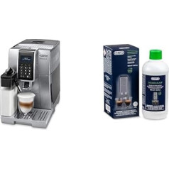 De'Longhi Dinamica ECAM 350.75.S Fully Automatic Coffee Machine with Milk System, Cappuccino and Espresso and at the Touch of a Button, Digital Display with Clear Text, 2-Cup Function, Silver with
