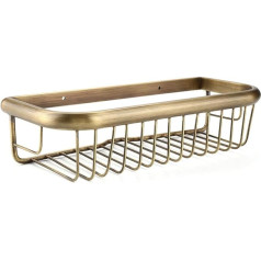Fdit Rectangular Storage Rack Wall Mounted Shelf Solid Copper Shower Basket Soap Shampoo Storage Holder for Bathroom
