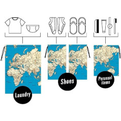 Kikkerland Around The World Travel Bags, Set of 4