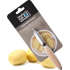 Taylors Eye Witness, Vegetable Peeler Silver with Sturdy Zinc Aluminium Construction with Silver and Peach Color, Slides Easily Over Apple, Carrot or Potato