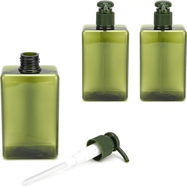 Soap Dispenser, Pack of 3, 280 ml Hand Pump Dispenser, Empty Lotion Shampoo, Liquid Soap Container, Leak-Proof Press Bottle, Black Green