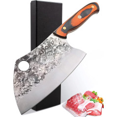 Kitory Serbian Chopping Knife 18 cm Chinese Kitchen Knife for Meat and Bone, Sharp Butcher Knife, Chopping Cleaver Knife, Ergonomic Mosaic Rivet Pakkawood Handle